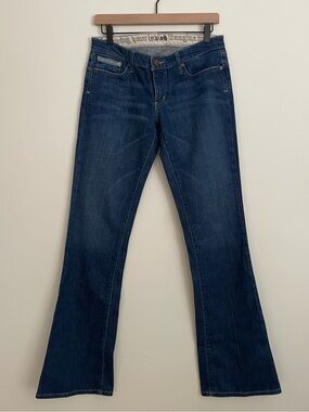 Indie Vintage Y2K Dark Blue Low-Rise Flare Jeans